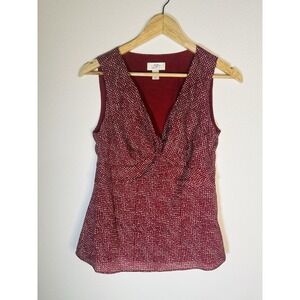 Ann Taylor LOFT Women's Red Striped Sleeveless Twist Knot Blouse Top Size 2